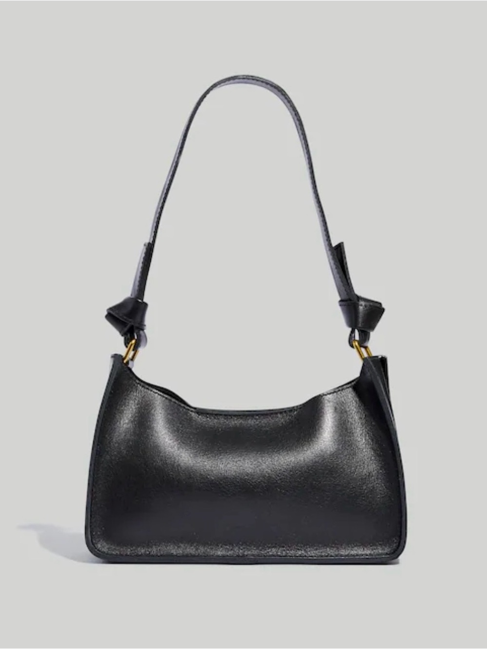 Madewell Black Leather cow Shoulder Bag with Gold Accents